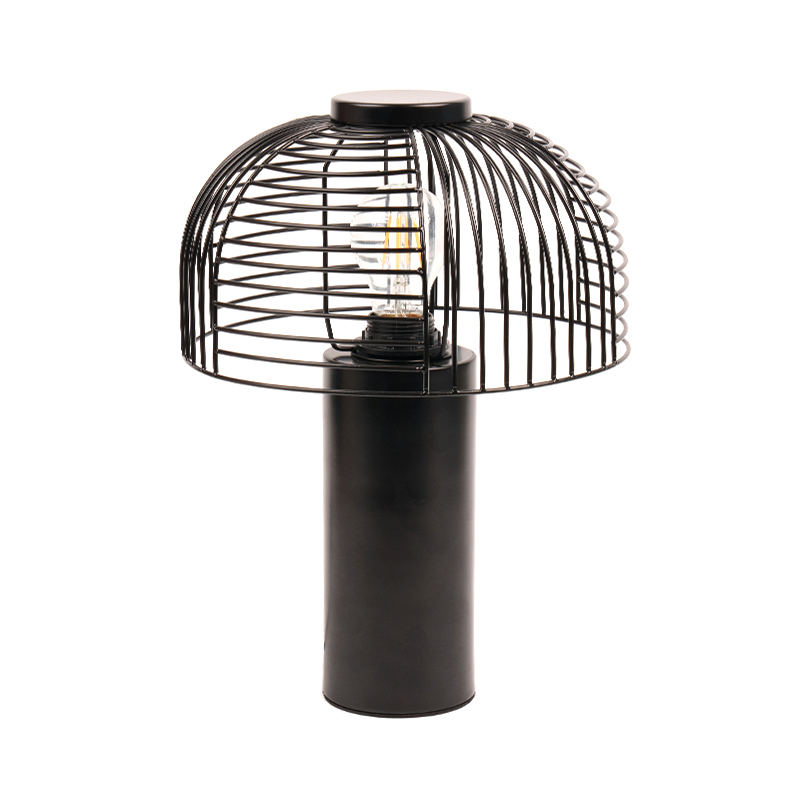 Black Bird Cage Wrought Iron Table Lamp