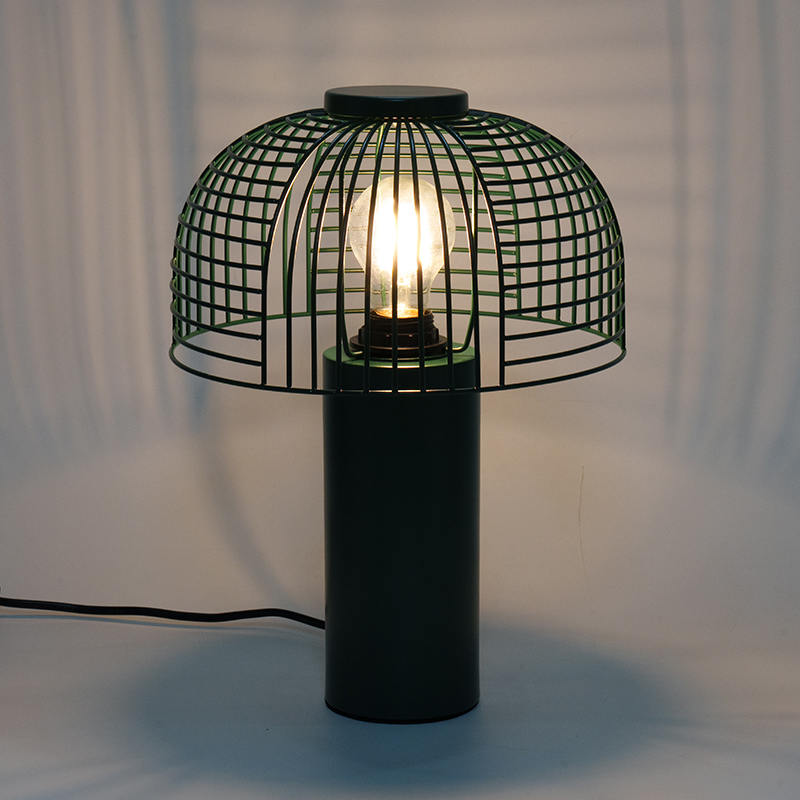 Black Bird Cage Wrought Iron Table Lamp