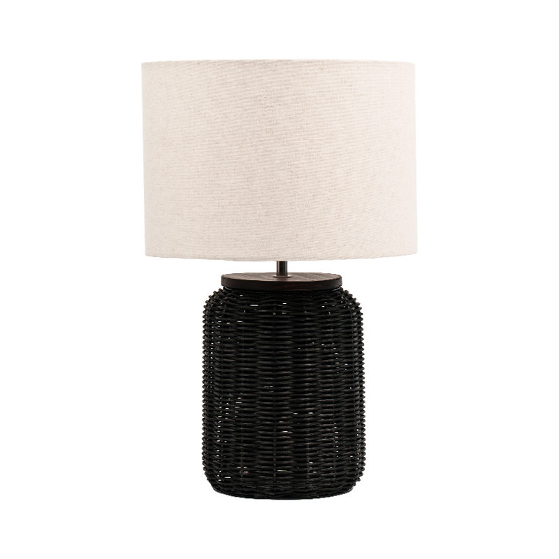 Black Rattan Vintage Table Lamp