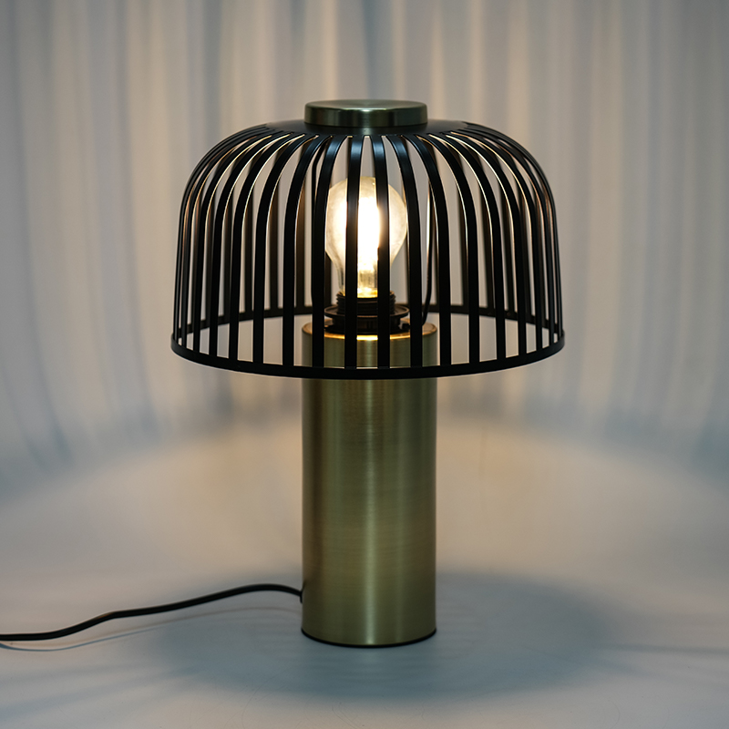 Iron Striped Hollow Decorative Table Lamp