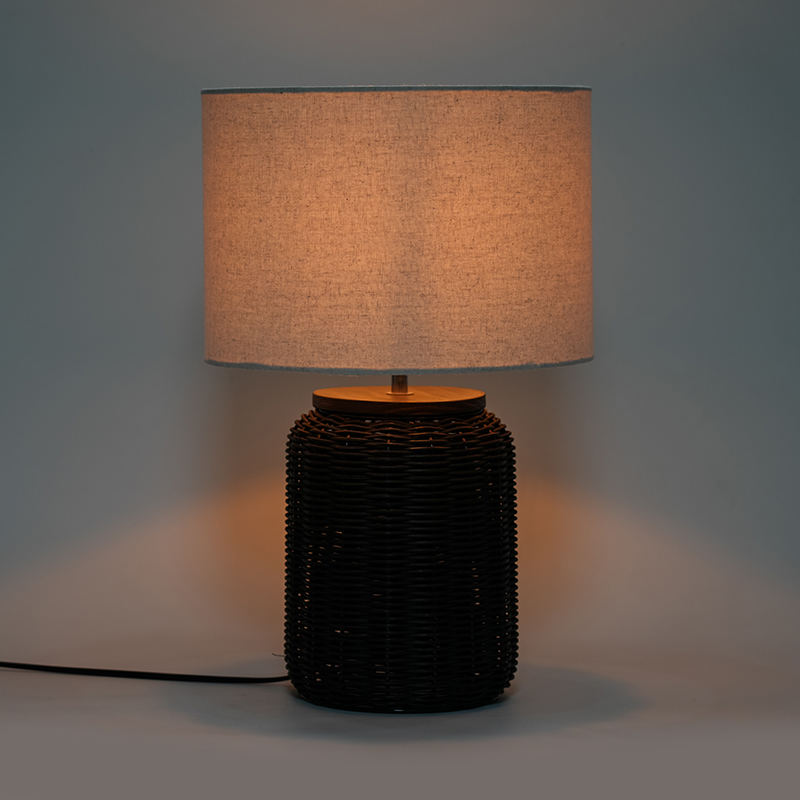 Black Rattan Vintage Table Lamp