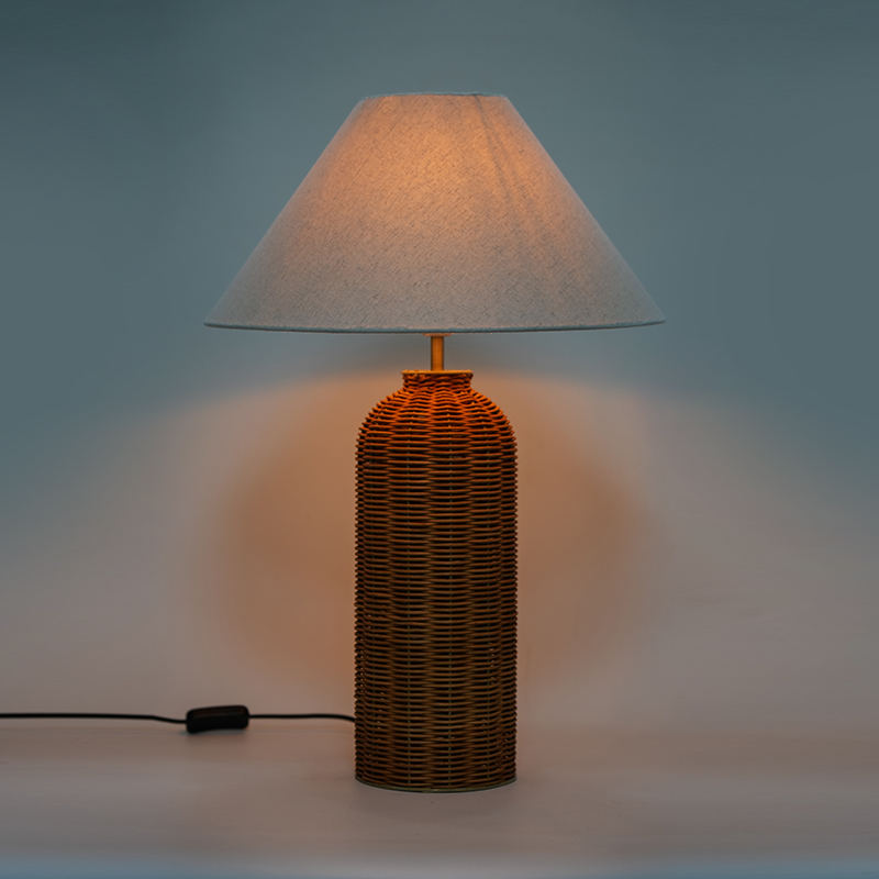 Hand-Woven Rattan Table Lamp