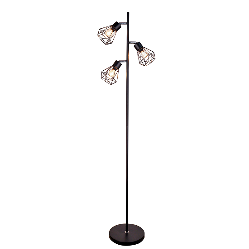 Three-Head Black Simple Iron Floor Lamp