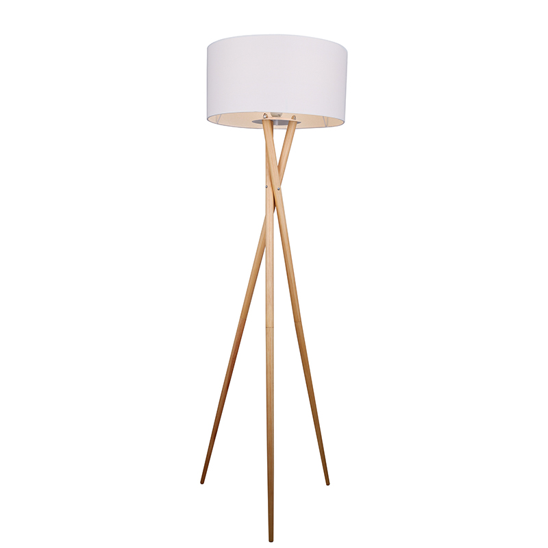 Wooden Three-Legged Simple Floor Lamp