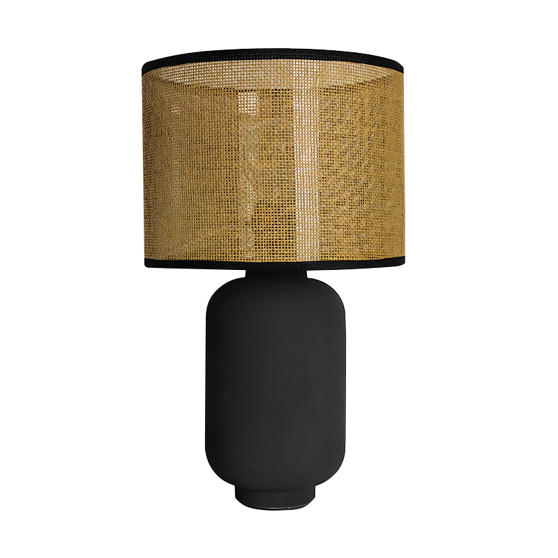 Straw-Woven Lampshade Ceramic Table Lamp