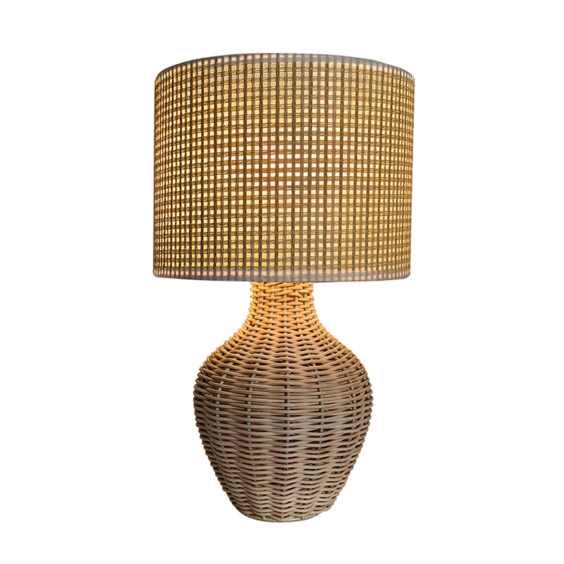 Ancient Rattan Table Lamp In Homestay