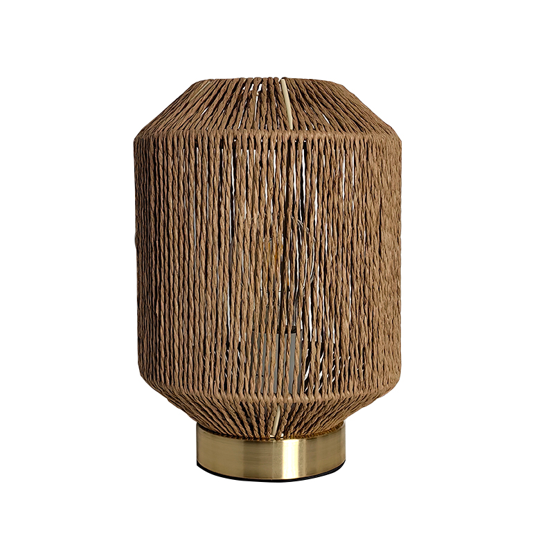 Pastoral Paper Woven Lantern-Shaped Table Lamp