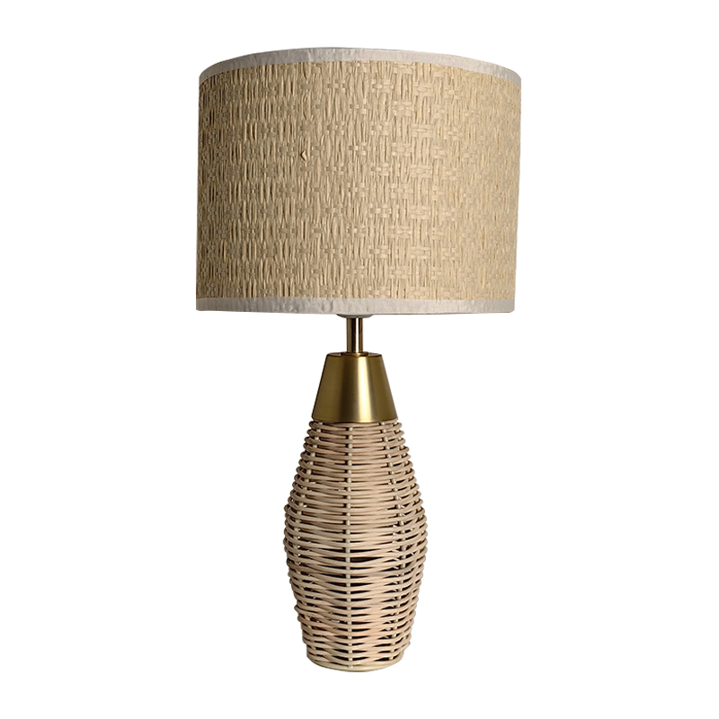 Paper Woven Lampshade Rattan Base Table Lamp